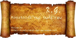 Kosztolányi György névjegykártya
